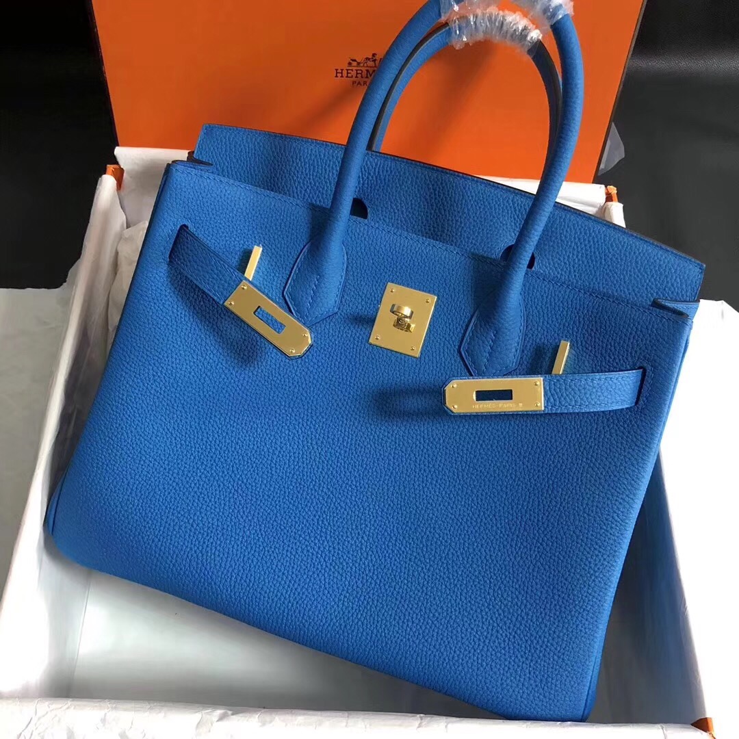 Hermes Birkin 35CM Togo Leather Handbag Blue